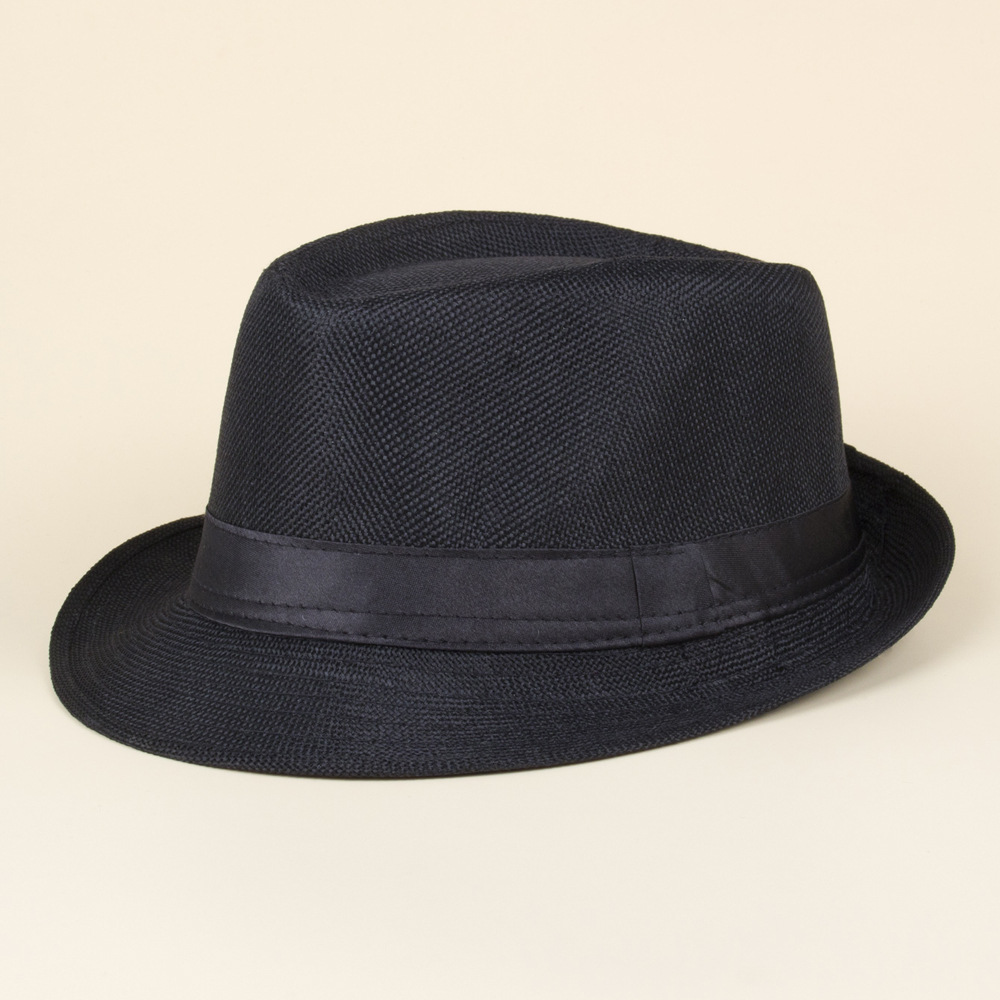 Spring and Summer Breathable Top Hat Woven Sunscreen Hat Japanese and Korean Temperament Large Brim Sun Hat Men's Jazz Hat Curled Sun Hat