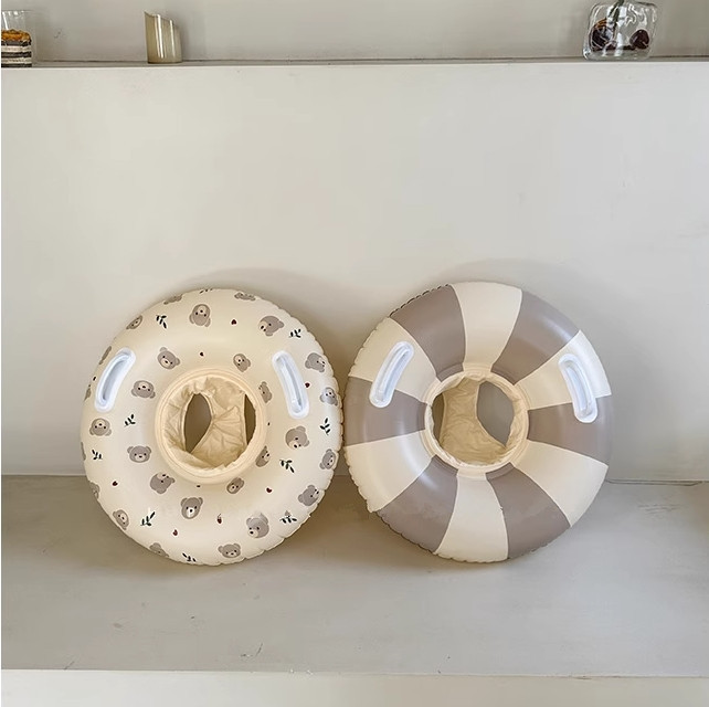 South Korea ins baby swimming ring baby boy cartoon bear & contrast color seat ring children thickened Anti-flip life buoy