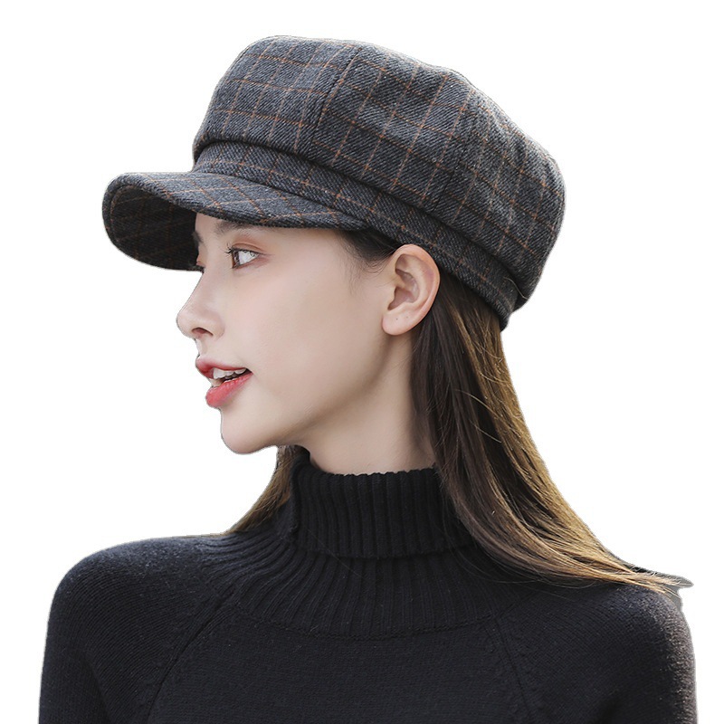 Autumn and winter women's hat fashion octagonal hat female British Korean Japanese beret fashion simple peaked cap wholesale