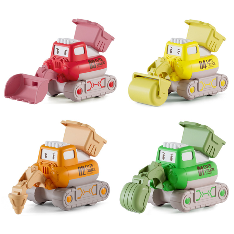Shake the sound of children's pressing back cartoon car boy excavator fall-resistant bulldozer toy set Wholesale