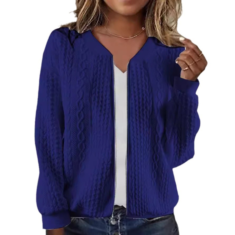 2023 European and American Foreign Trade Cross-border New Amazon wish Women's Jacket Jacquard Long Sleeve Casual Short Jacket