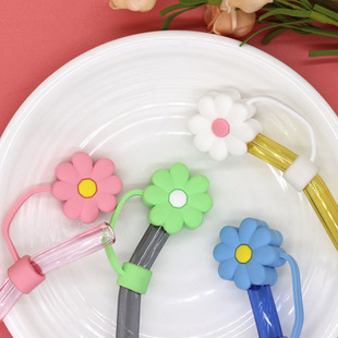 10mm reusable straw plug cute chrysanthemum shape dust cap accessories interesting straw cover factory direct sales