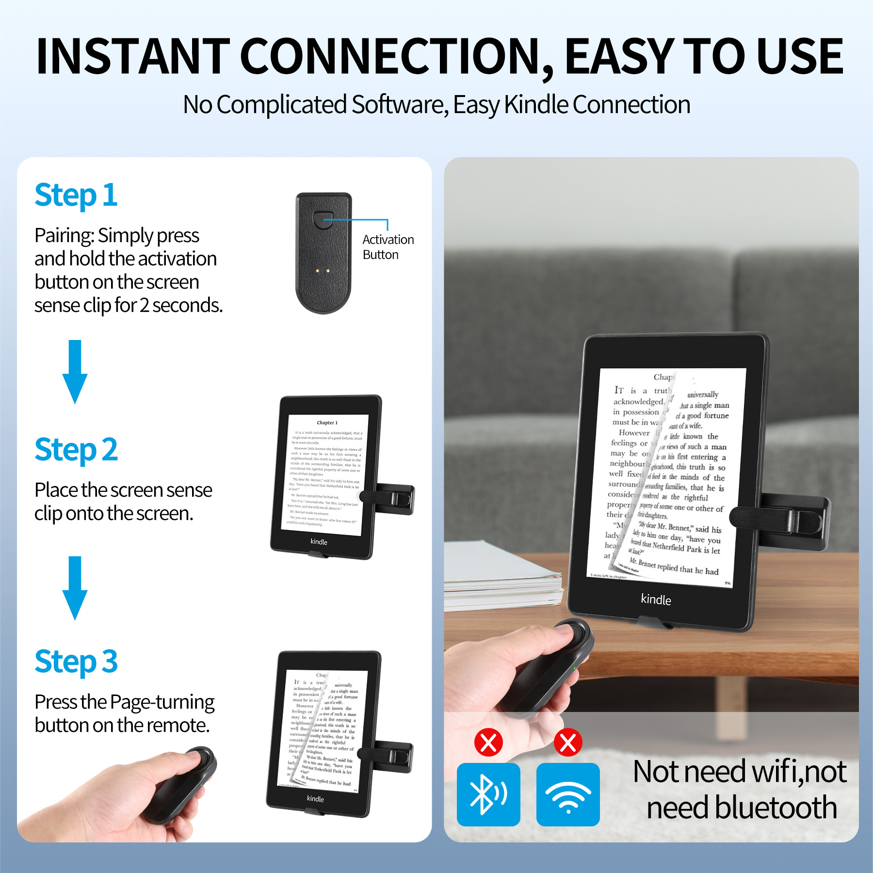 Amazon New Kindl Controller Tablet Clip Selfie Remote Control Lazy Kindel Novel Page Flipper