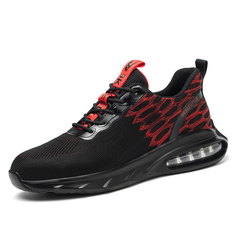 Kevlar Stab-resistant Labor Protection Shoes Flying Woven Upper Sweat-wicking Non-stuffy Feet PU Air Cushion Wear-resistant Outdoor Safety Protection Shoes
