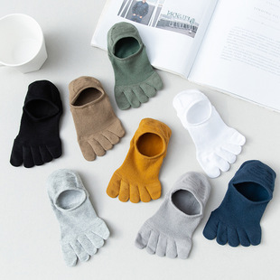 Five-finger socks men's summer thin cotton socks sweat-absorbent toe socks shallow mouth invisible non-slip men's mesh boat Socks wholesale