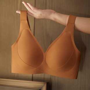 Large Cup seamless underwear Women's Big chest small breast breast breast without steel ring anti-sagging plus size Full Cup comfortable bra