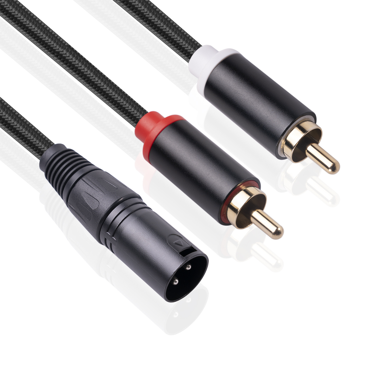 New 1 M/2 m gold-plated plug with Shield three-core cannon male to double RCA male tuning station Lotus audio cable