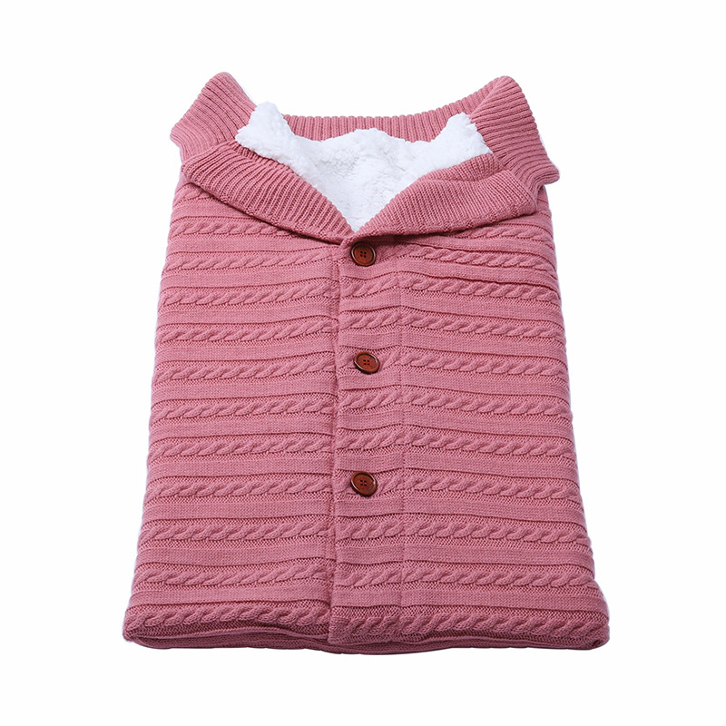 European and American New Button Sleeping Bag Baby Outdoor Stroller Sleeping Bag Wool Knitted Velvet Thickened Warm Sleeping Bag