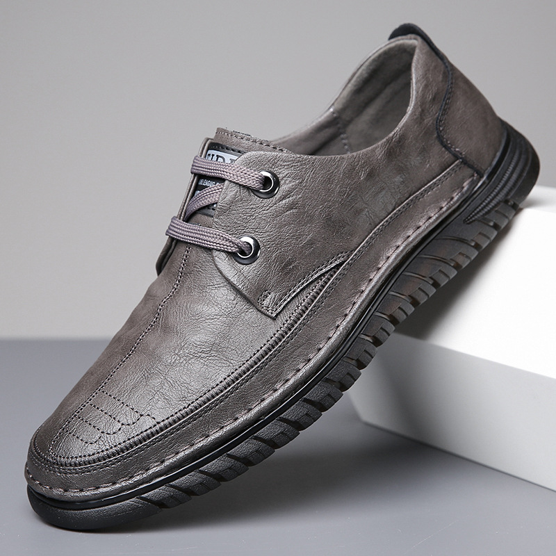 Men's shoes 2023 Autumn New crocodile pattern casual leather shoes fashionable all-match breathable soft leather soft bottom middle-aged dad shoes