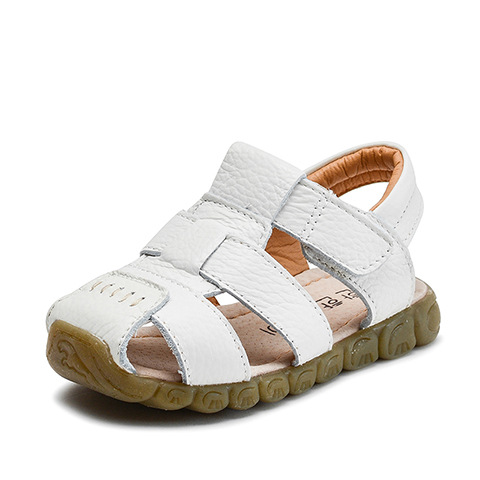 Children's leather sandals 2024 summer non-slip soft bottom toddler shoes boys Korean version bag head beach shoes a generation of hair