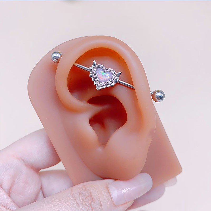 Gaibei European and American cross-border heart-shaped navel ring Opal navel ring nose clip ear studs body piercing jewelry