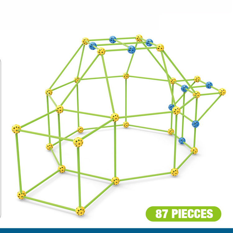 跨境DIY帐篷fort building kit拼插益智建筑游戏屋 积木儿童玩具