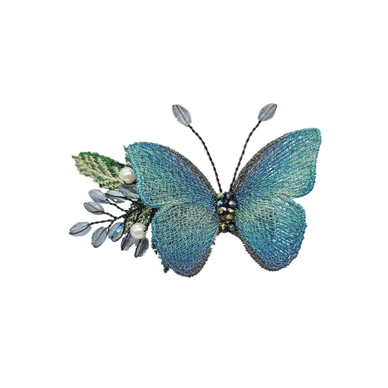Side Clip Side Card Duckbill Clip Korean High-end Embroidered Butterfly Hairpin Super Fairy Hair Accessories Women's Niche Vintage Hair Headwear