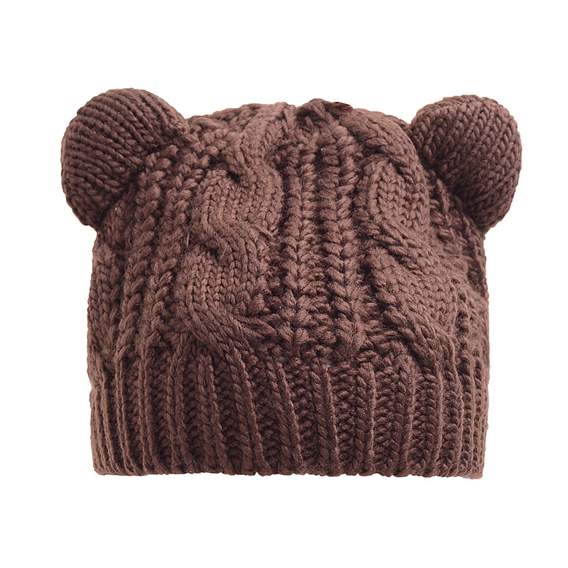 Foreign Trade Autumn and Winter Wool Beret Women's Twist Wool Hat Cat Ear Hat Warm Knitted Hat AliExpress