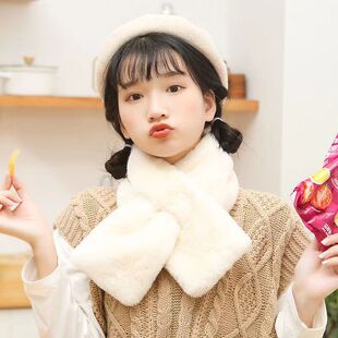 Korean style fur collar solid color cross imitation Rex rabbit fur plush autumn and winter versatile girl warm scarf scarf collar