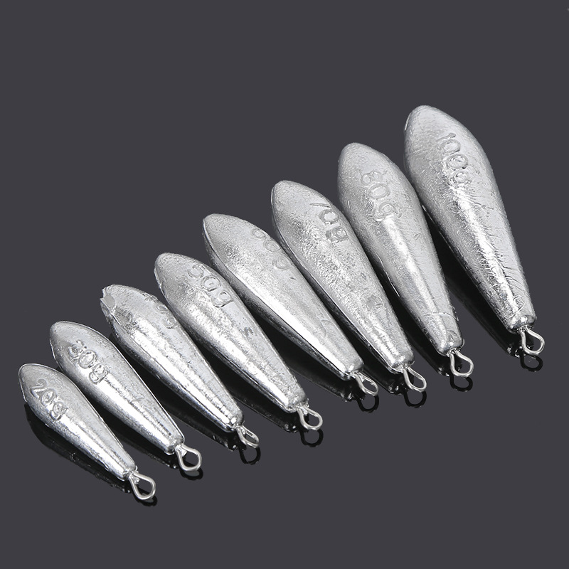 Willow leaf type lead pendant with ring long fishing Pendant Outdoor Fishing fish pendant pure electrolytic lead with scale lead pendant fishing gear wholesale