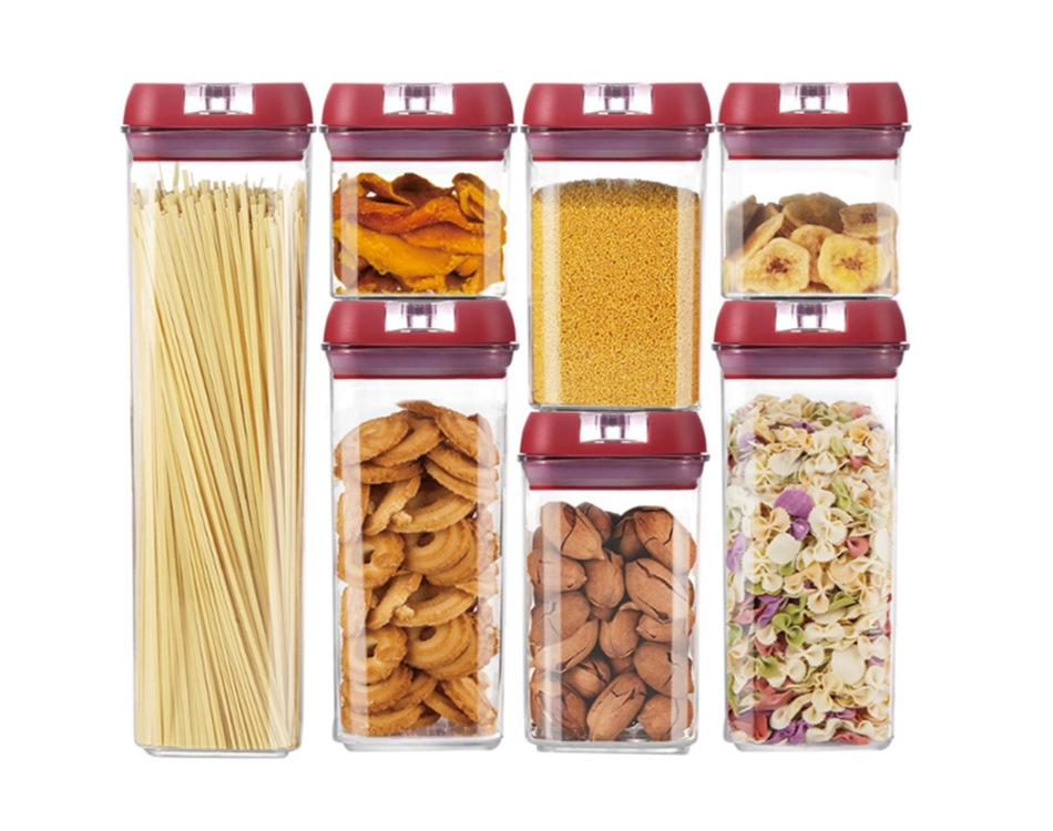 Plastic 7-Piece Kitchen Food Storage Set with Transparent Airtight Storage Containers for Grains and Cereals