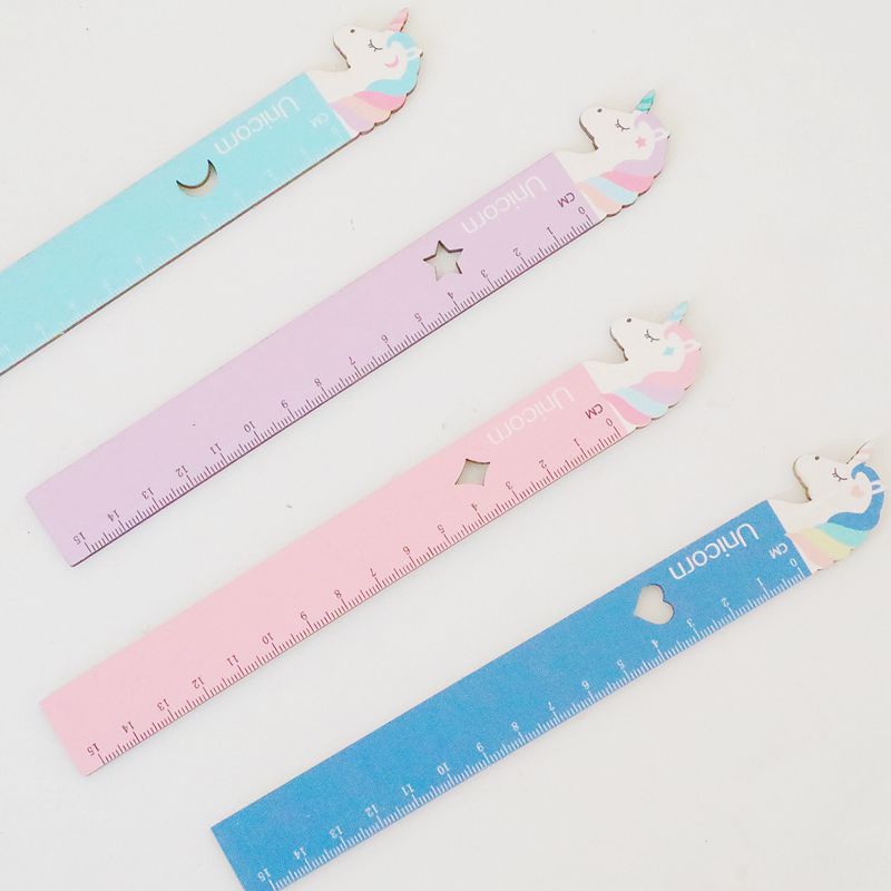 Factory direct supply unicorn wooden ruler student drawing creative ruler cross-border explosions