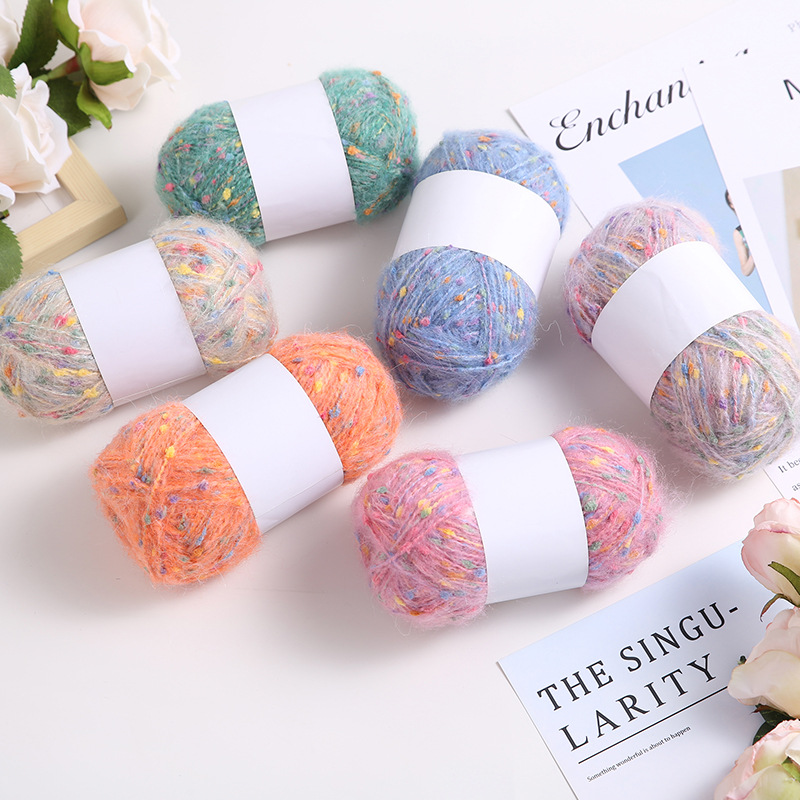 Beanie Thread Scarf Thread Wool Color Dot Mohair Hand Knitted diy Rainbow Ping Pong Mixed Thread Couple Knitted Thread
