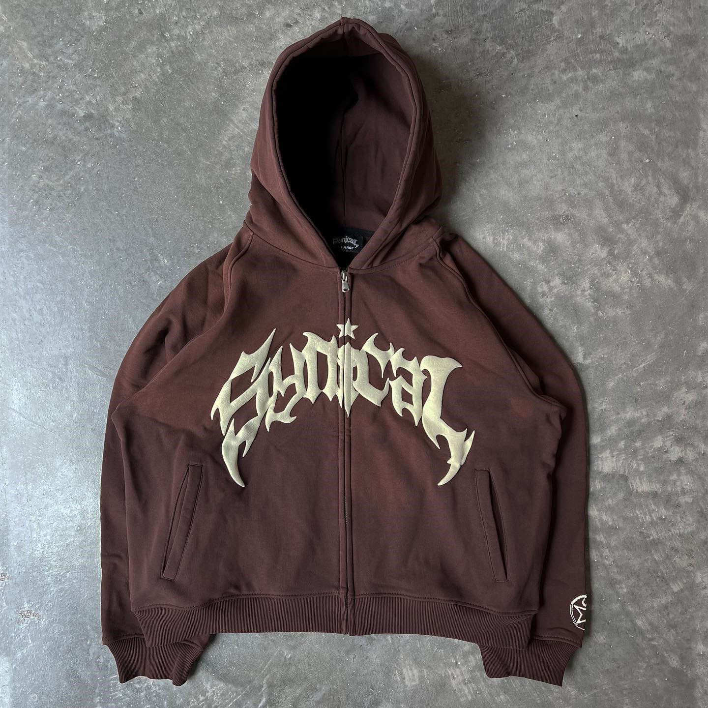 2024 New American Style Retro Zipper Sweater Gothic Letter Star Printed Hoodie Trendy Men's Casual Jacket