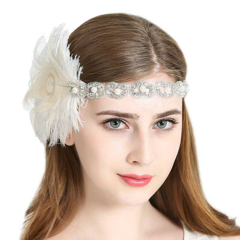 Ethnic Black Feather Hair Band Dance Catwalk Exaggerated Hair Accessories Dinner Masquerade Bride Retro Headwear