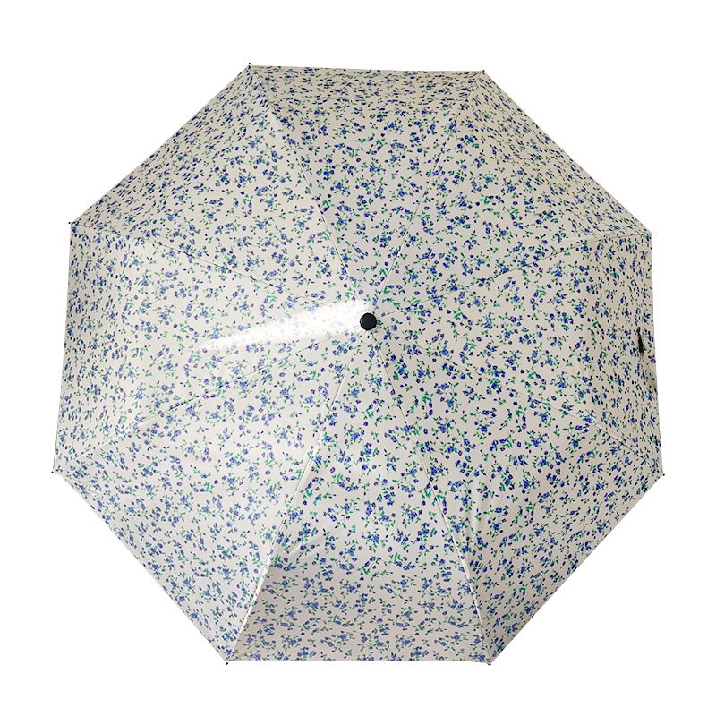 Small Blue Floral Umbrella Gentle Wind Photograph Beautiful 50% Folding Sunshade Sunscreen Sun Umbrella 30% Folding Automatic Sunlight and Rain Umbrella