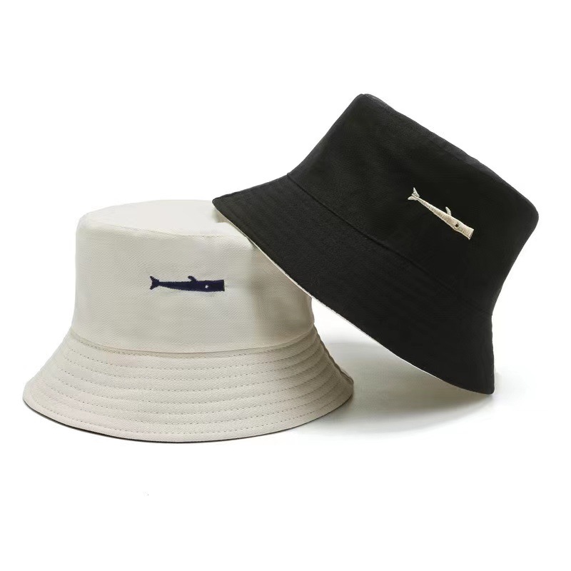 Fisherman hat spring and autumn double-sided solid color all-match sun hat fashion female Korean style student embroidery basin hat sun hat