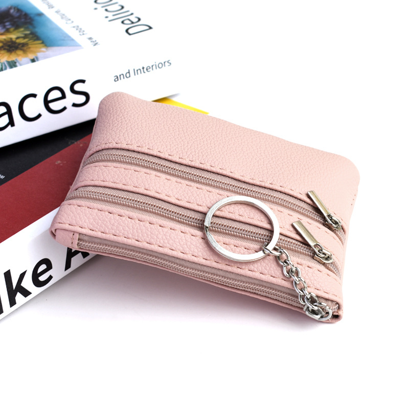 Bolso para llaves de estilo coreano para mujer, de color macarrón, minimonedero sencillo de color sólido para madres, tarjetero pequeño portátil de varias capas, suave_voghion.com