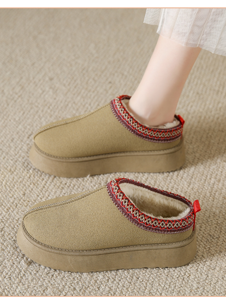 Winter new cashmere warm thick bottom heelless Baotuo hair half slipper cotton shoes_voghion.com