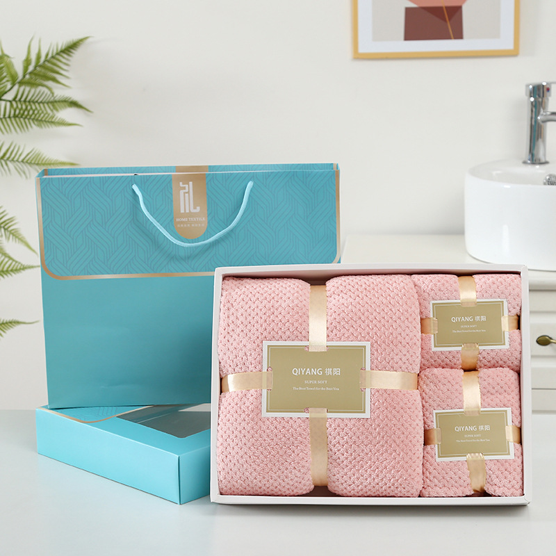 [New pineapple Box Set] towel towel dry hair hat gift box wedding gift shop LOGO