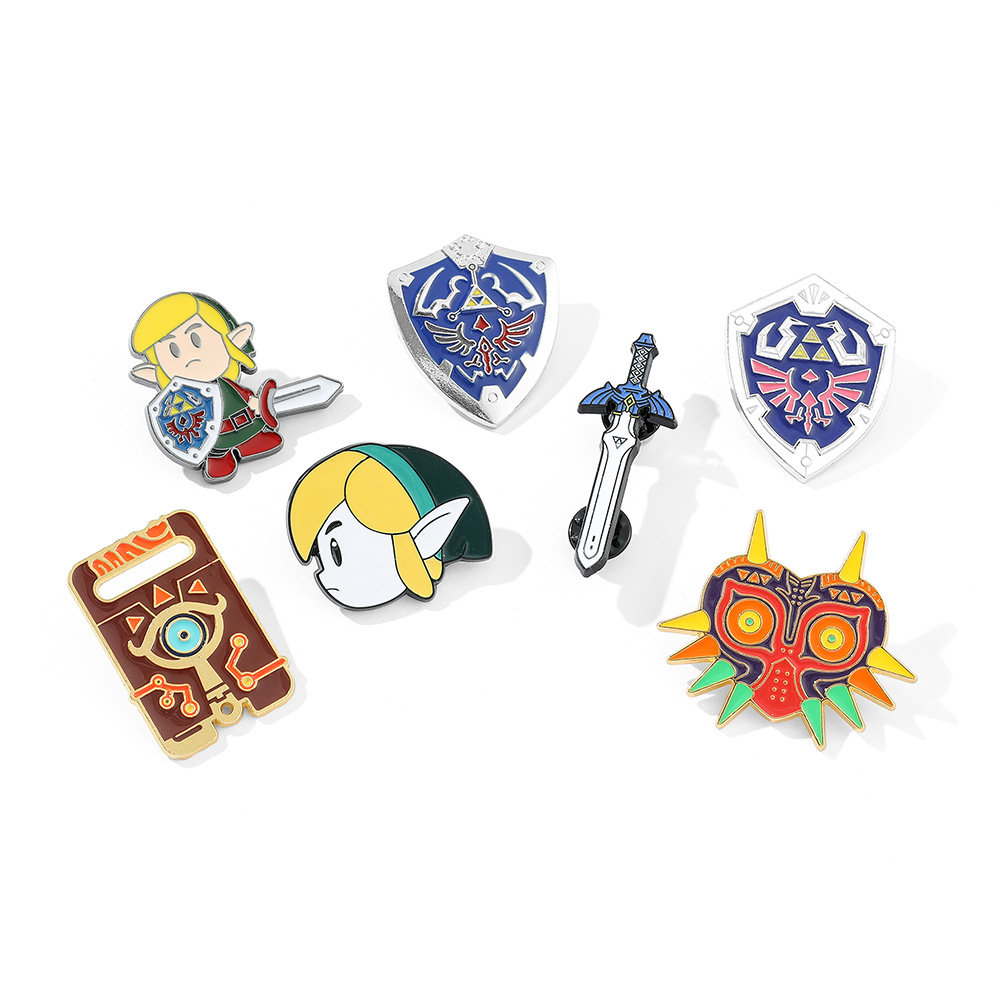 Cross-border Hot Sale The Legend of Zelda Wilderness Interest Metal Badge Zelda Brooch Link Kingdom Tears Shield