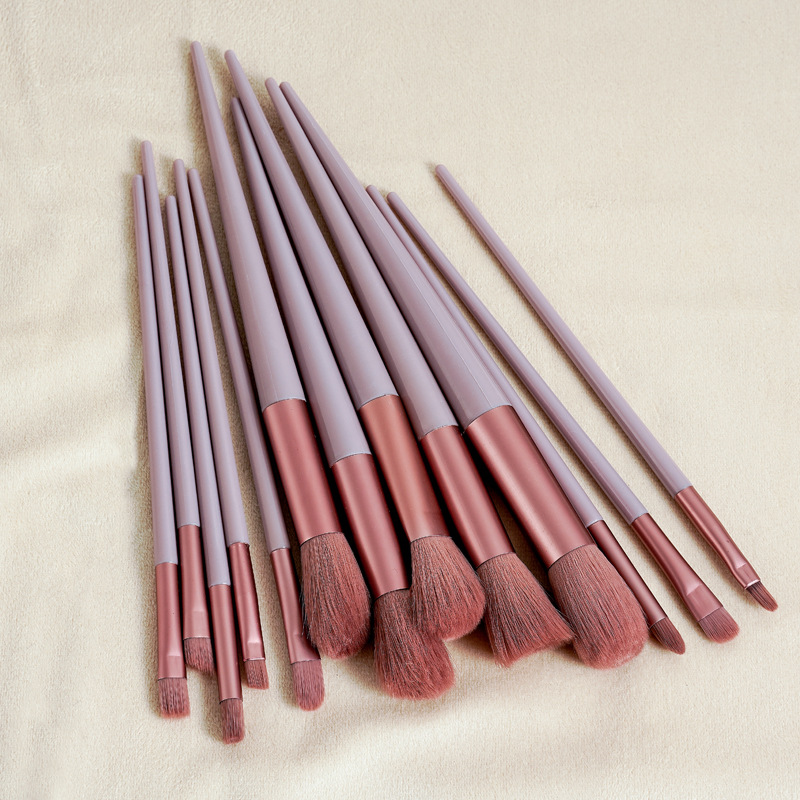 Net Red 13 milk tea color makeup brush set full set of powder brush eye shadow powder brush quick drying soft wool beginners