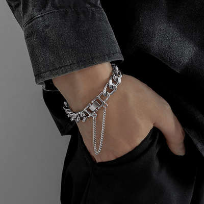 European and American Ins Alloy Distinctive Hip-Hop Bracelet for Men and Women Metal Chain Simple Atmospheric All-Match Handpiece