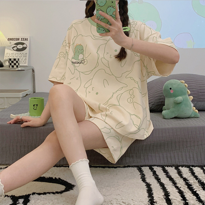 Southeast Asia Summer Women's Pajamas Women's Summer Short Sleeve Shorts Set New Cartoon Cute Thin Home Clothes Wholesale