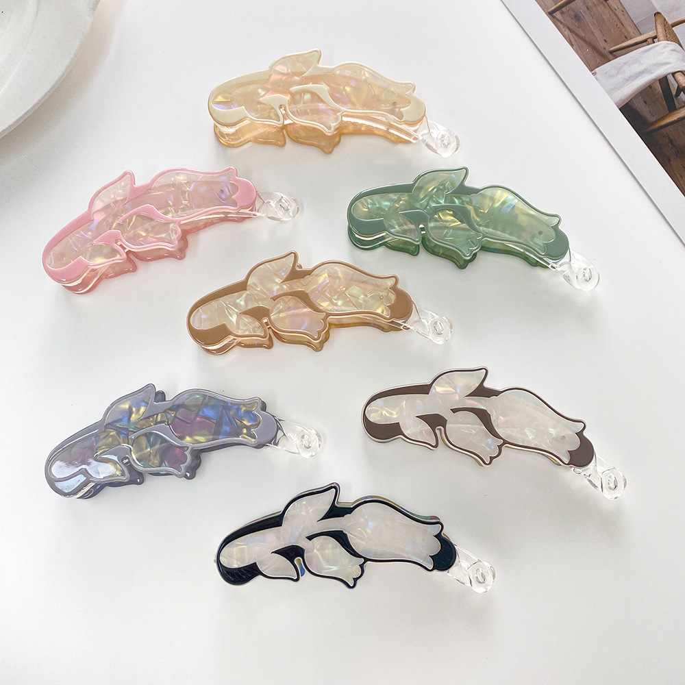 Mode Rose Große Vertikale Clip Acryl Banana Clip Pontail Clip Koreanische Magische Farbe Haarnadel Elegante Vertikale Clip_voghion.com