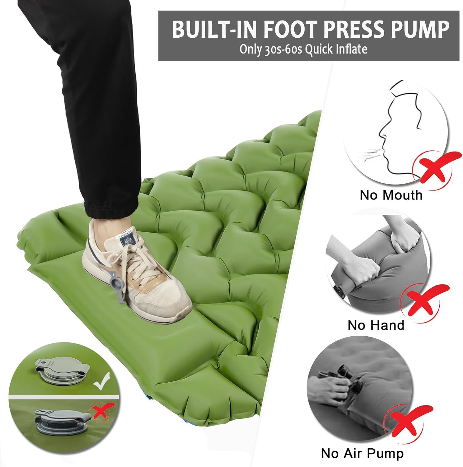 Outdoor Inflatable Mat Foot Portable Outdoor Camping Inflatable Mattress Lunch Break Sleeping Mat Car Tent Inflatable Mat