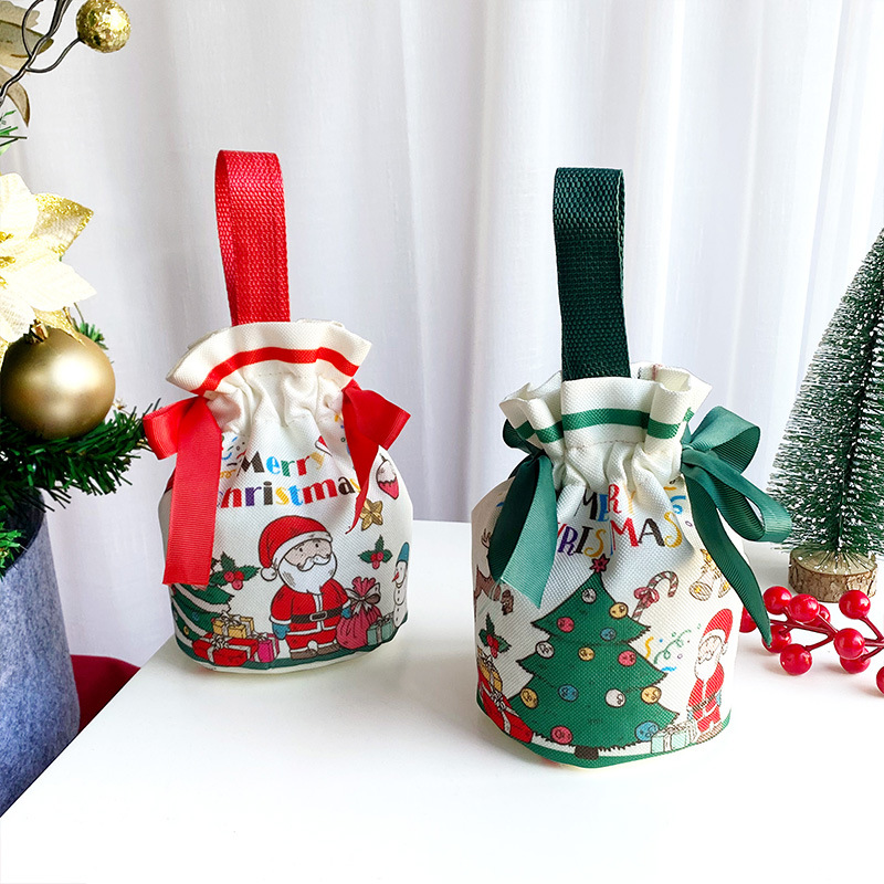 Portable Christmas storage bag canvas cute cloth bag gift bag wholesale holiday gift packaging Christmas Eve in stock