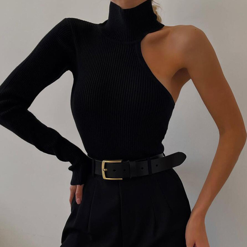 INS European and American-style 2021 Winter new women's fashion shoulder long sleeve round neck slim solid color jumpsuit women