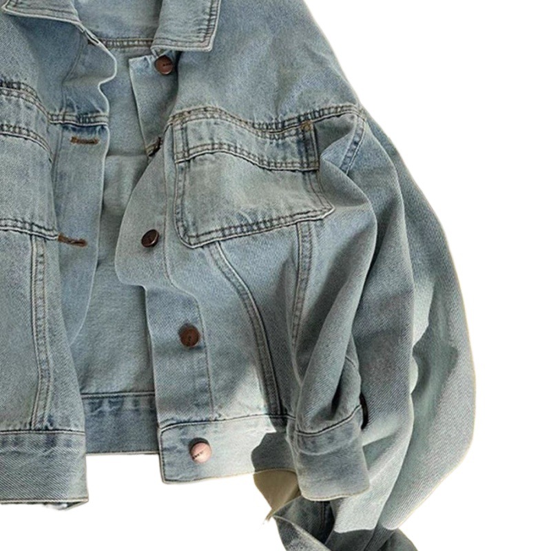 Internet Trendy Women's Denim Jacket Women's Spring and Summer Thin Long Sleeve Korean Style Loose Short Washed Cotton Shirt for Students