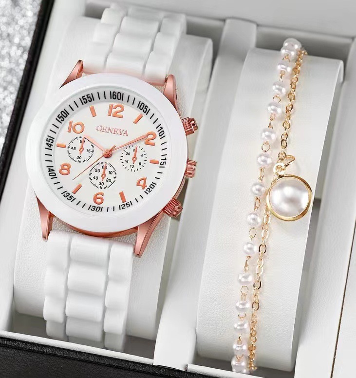 White watch millet bead bracelet
