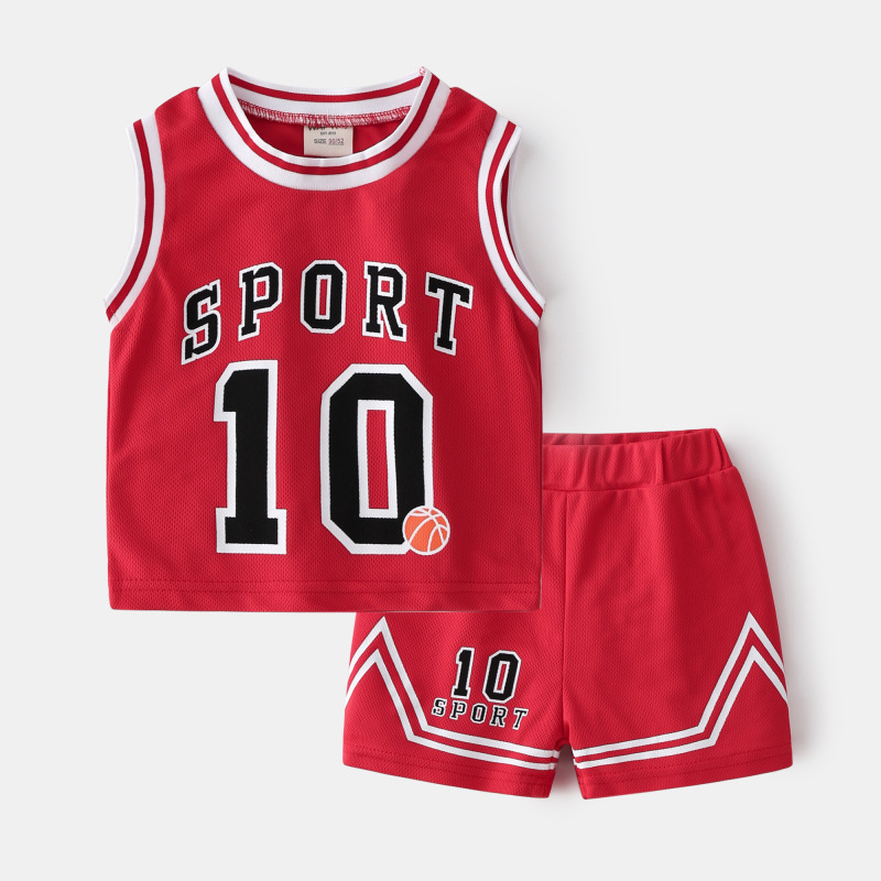 Children's summer sportswear suit 2023 Summer boys suit baby mesh breathable two-piece children's clothing wholesale