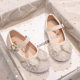 Spring and Summer 2022 New Korean Style Girls Princess Square Mouth Rhinestone Bow Shoes Leather Shoes Performance Dance Shoes