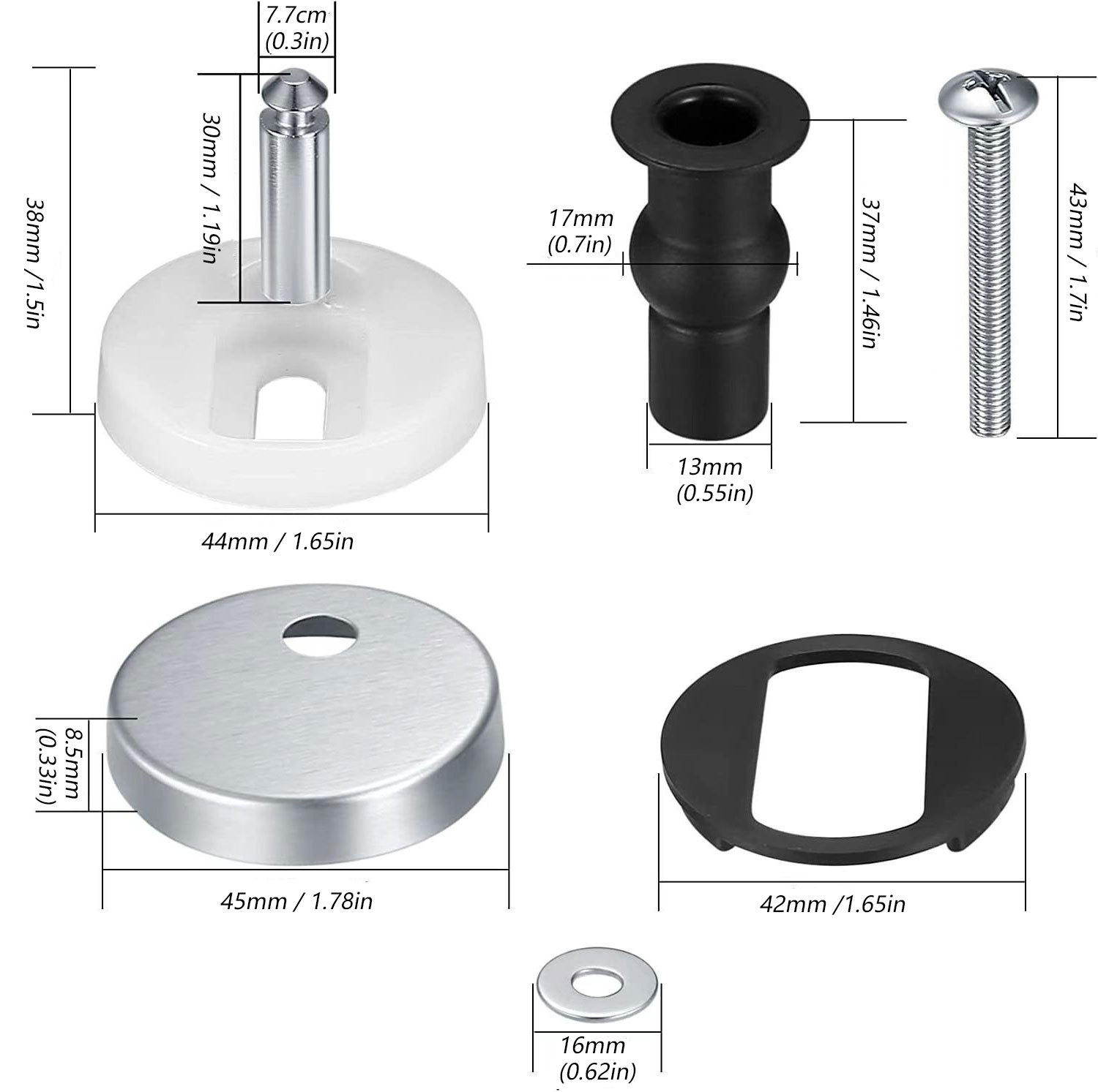 Cross-border toilet lid universal screw accessories stainless steel cover connector seat upper and lower fixed quick release buckle