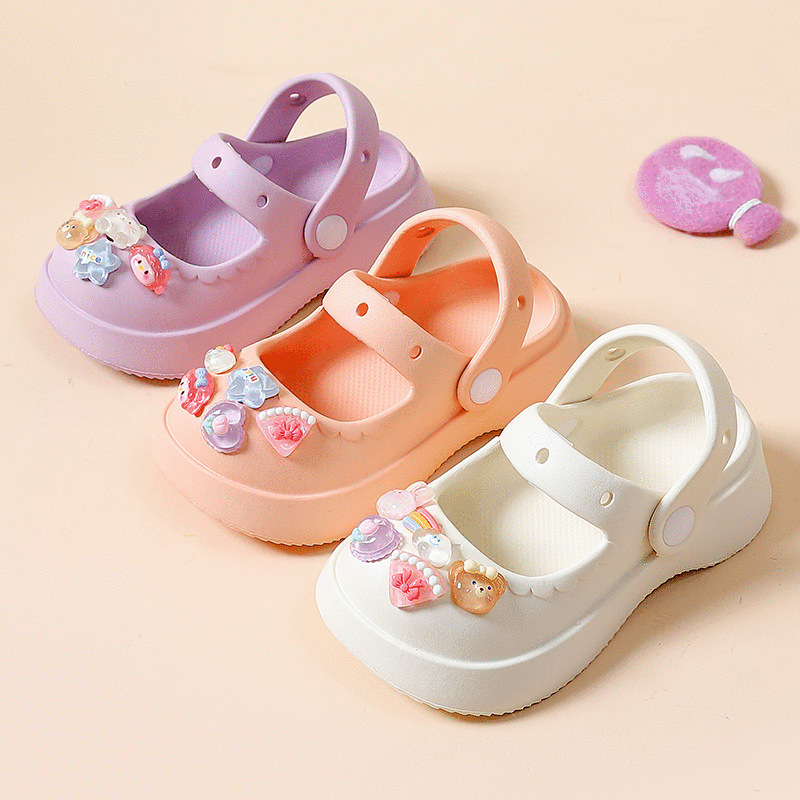 Mary Jane DIY children's slippers summer cute girls' hole shoes indoor and outdoor sandals parent-child closed toe sandals