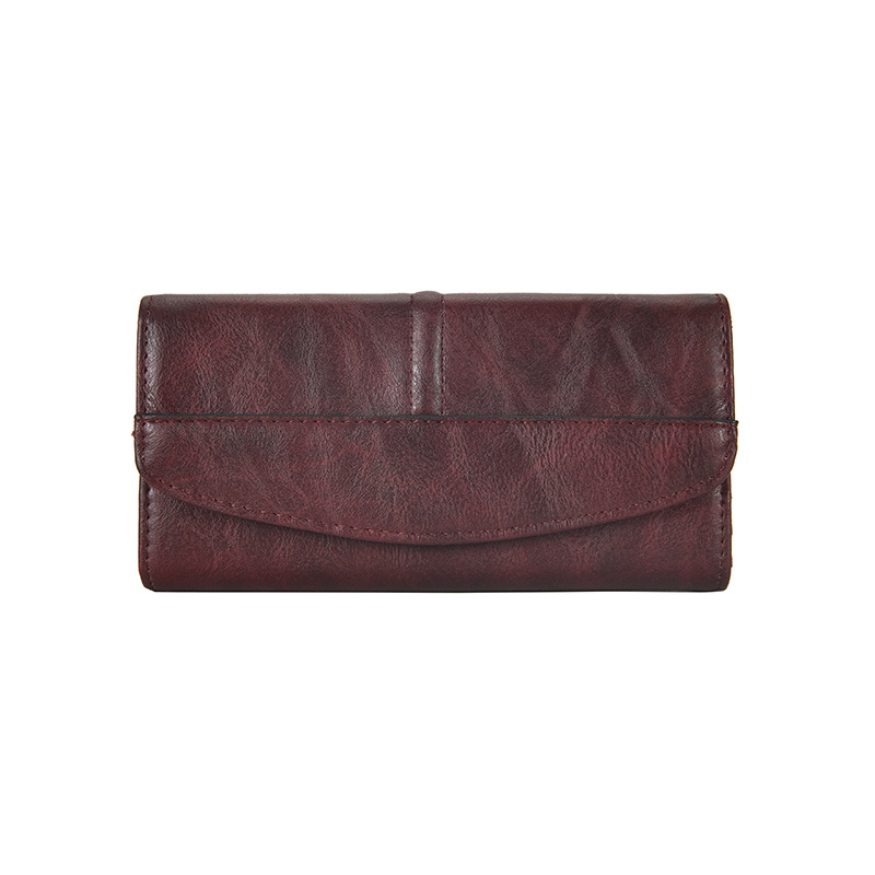 Wholesale 2024 New Wallet Women's Long Clutch Retro Oil Wax Leather Clip Large Capacity Multifunctional Women's Wallet Trendy