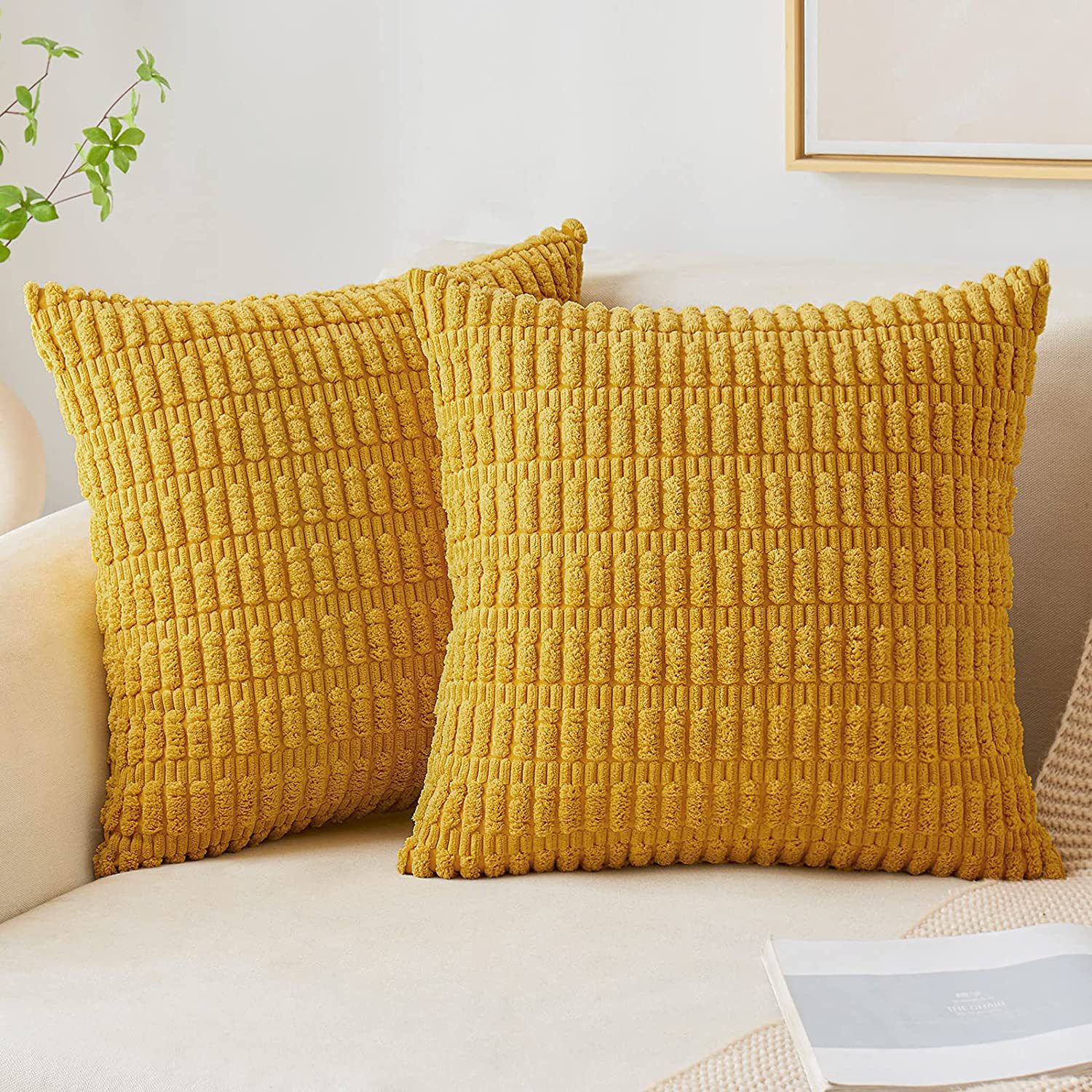 Amazon New Striped Corduroy Pillow Case Autumn and Winter Hot Sofa Cushion Cover