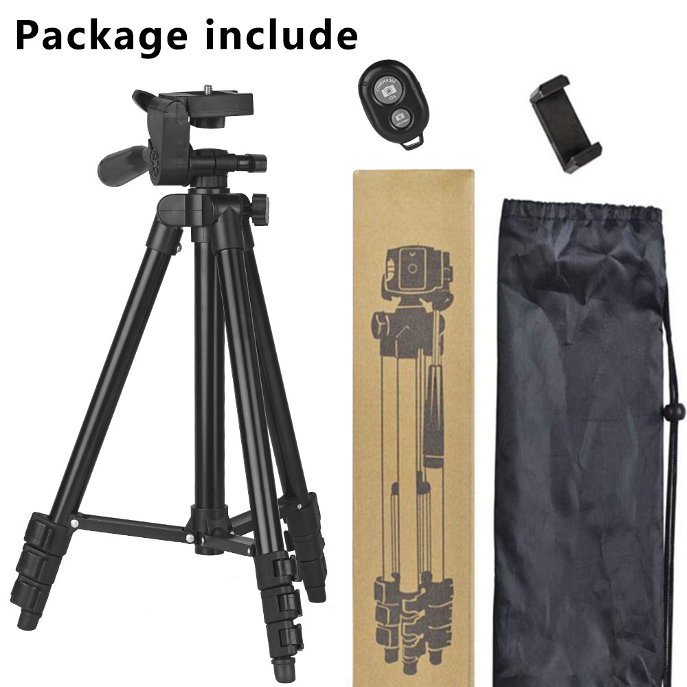 Factory 1.3m aluminum alloy mobile phone camera tripod mobile phone live broadcast bracket with Bluetooth camera rotatable spot