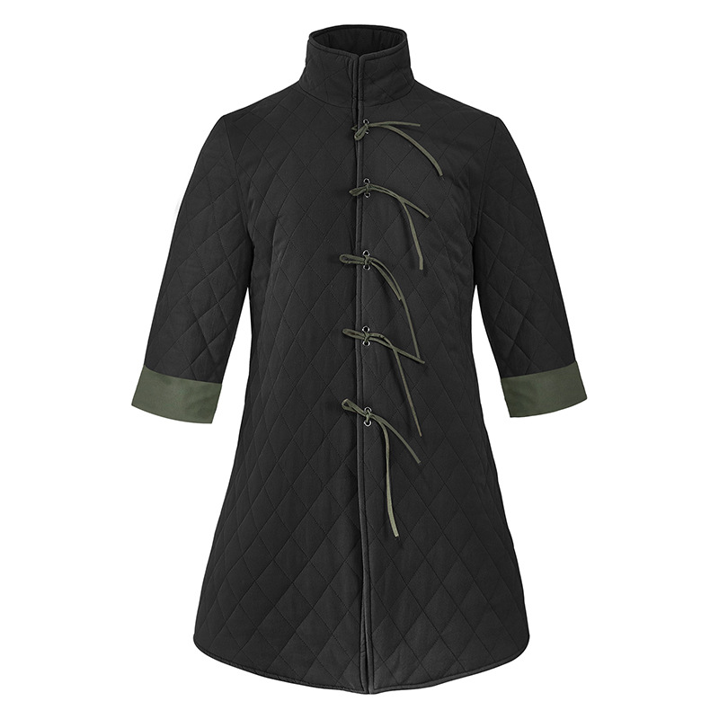 Amazon Cross-border Men's Medieval Armor Cotton-padded Jacket Retro Jacket Eye-catching Contrast Thin Strap Cotton-padded Pirate Stand Collar
