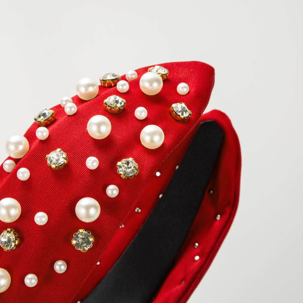 Homing hairband cross-border US Independence Day hairband wide-brimmed nail pearl headband Korean style knot temperament pressure hair accessories