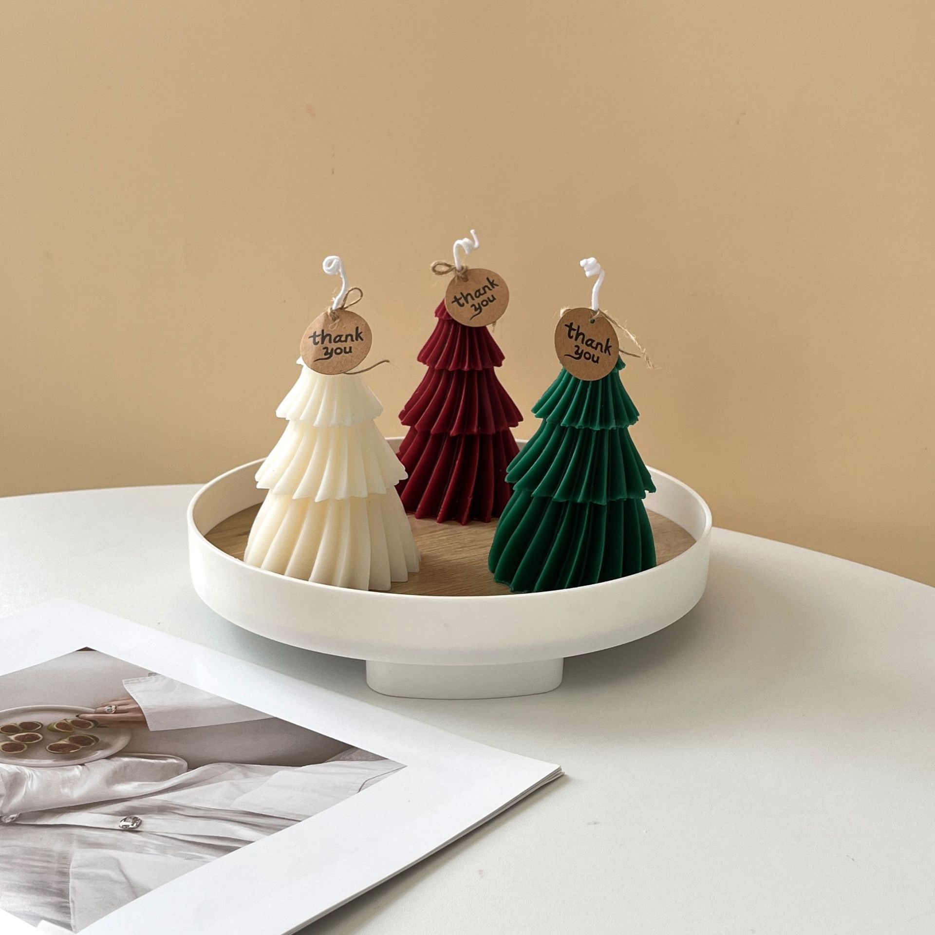 Christmas candle aromatherapy decoration birthday party gift decoration props origami Christmas tree aromatherapy candle wholesale